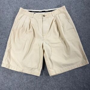 Country Road Mens Beige Pleated Chino Shorts Size 34 Tan Cotton Twill Casual